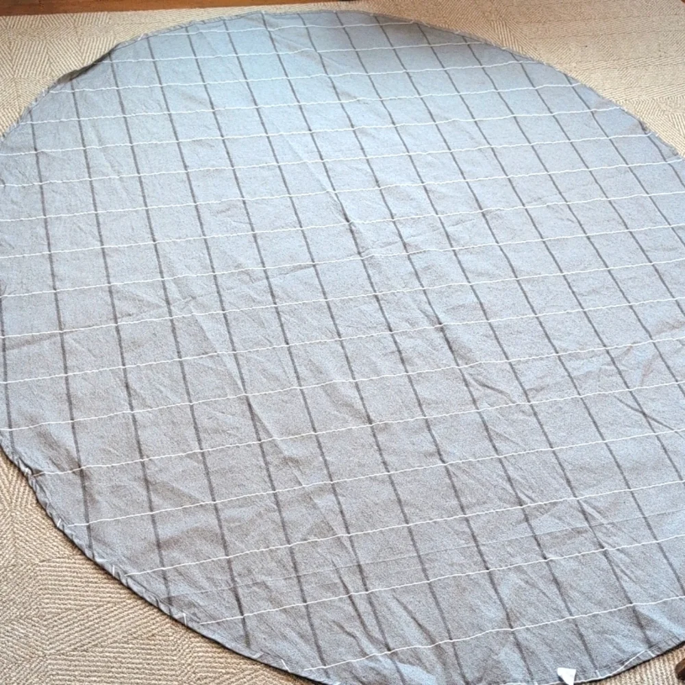 Classic Gray & White Plaid Checked Cotton Polyester Oblong Tablecloth 72